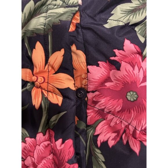 Lands' End Down Puffer Vest Women's Size Large (14/16) Colorful Floral Navy Fall - Picture 4 of 6